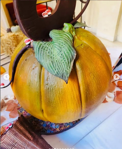 Close up photo of Chocolate Pumpkin from the Thanksgiving Chocolate Showpiece 2023