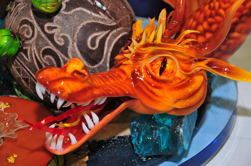 Pastry Chef Anthony Smith Award Winning Showpiece with Orange Sugar Dragon from Pastry Chef of the Year Competition
